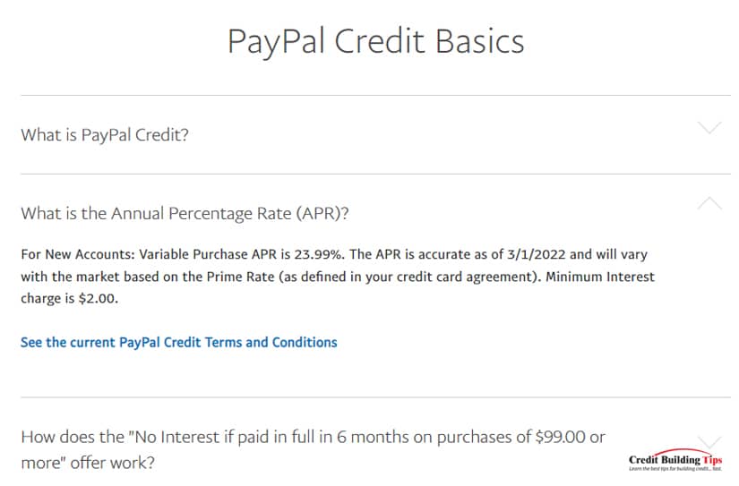 PayPal Credit APR