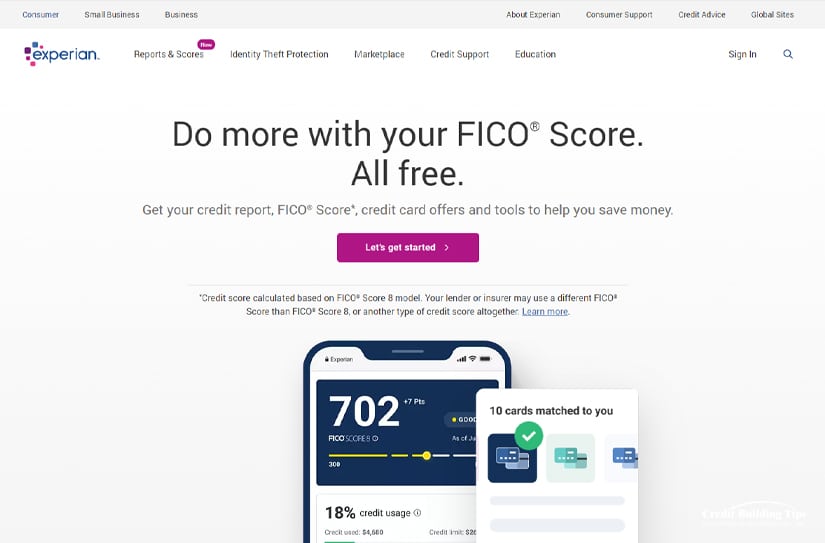 Experian Credit Score Website