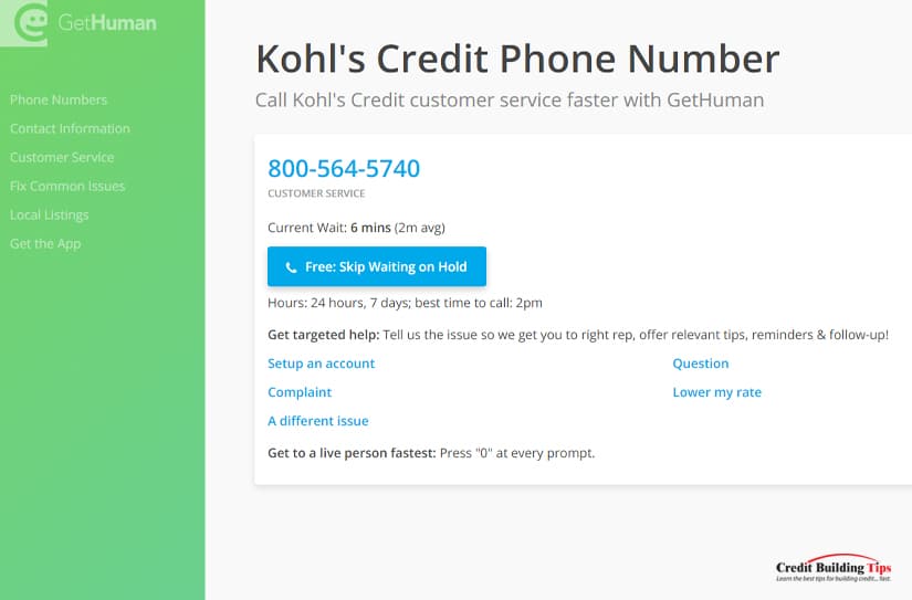 Kohl's Credit Phone Number