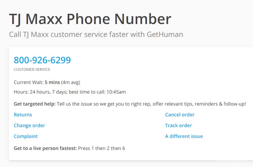 TJ Maxx Phone Number