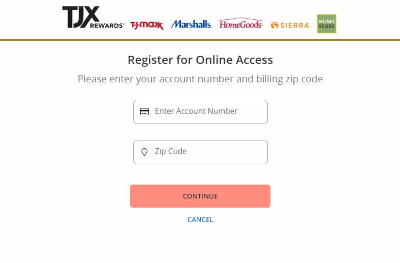 TJX Online Access Registration