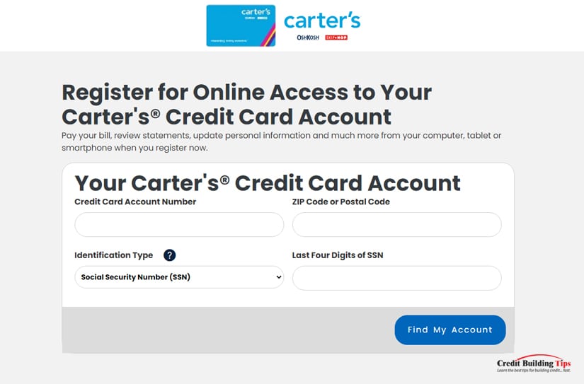 Carter's Credit Card Online Access Registration