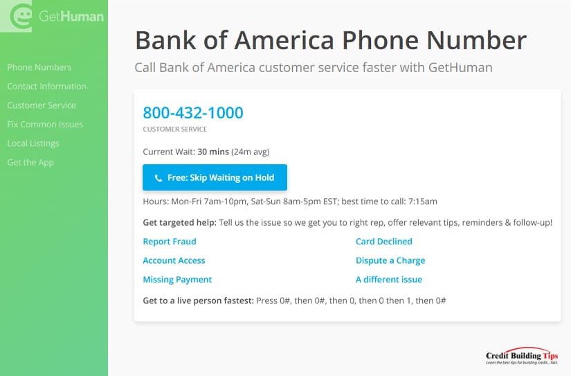 GetHuman Bank of America Results