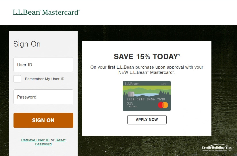 LL Bean Mastercard Log In Page