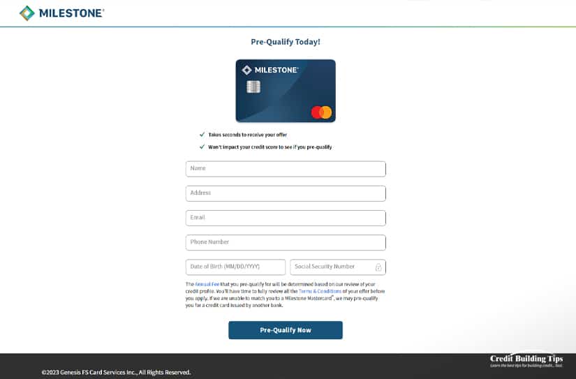Milestone Mastercard Prequalification