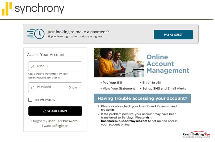 Synchrony Login Page