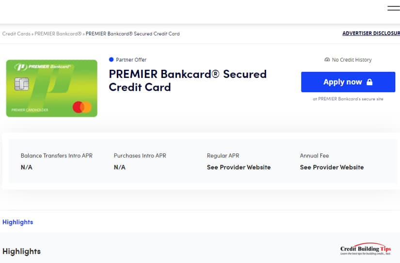 PREMIER Bankcard Secured Card
