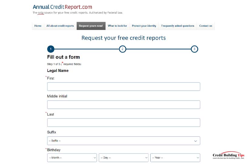 Free Credit Report Request