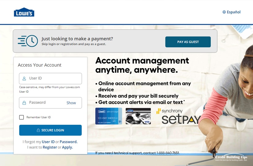 Lowes Credit Card Payment Login Page and Customer Service Info