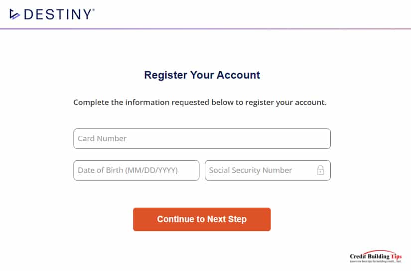 Destiny Credit Card Online Account Registration