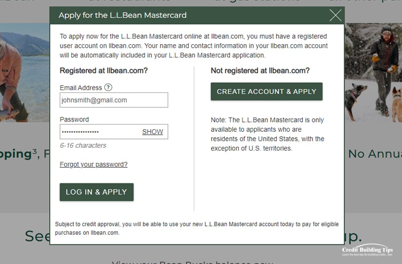 LL Bean Mastercard Online Application