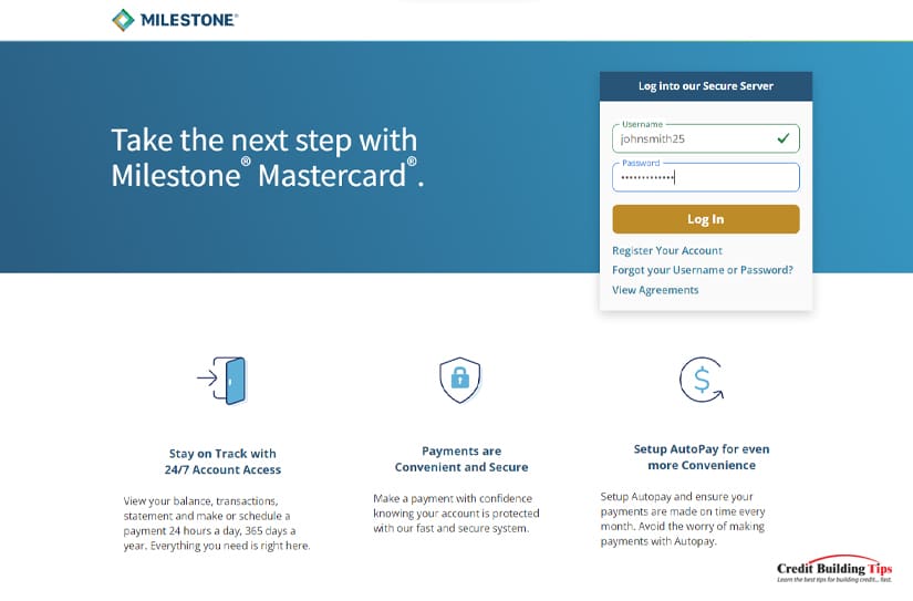 Milestone Mastercard Login Page