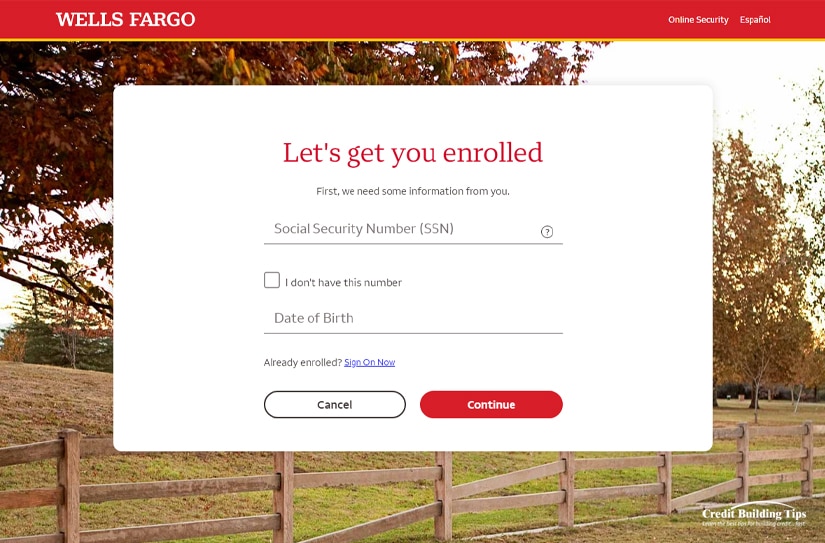 Wells Fargo Online Account Registration
