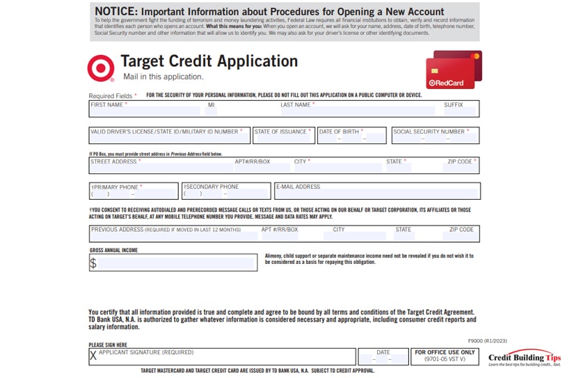 Target Credit Card Application