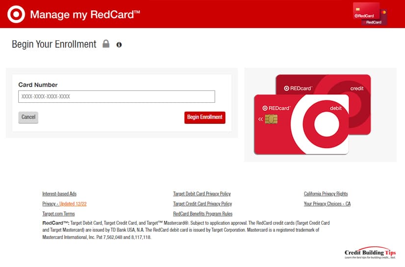 Target RedCard Card Enrollment